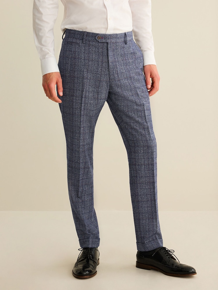 Bleu marine - Pantalon de costume slim à carreaux - Image 1 of 1