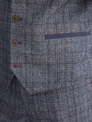 Navy Blue Slim Fit Trimmed Check Waistcoat - Image 11 of 12