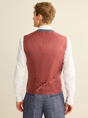 Navy Blue Slim Fit Trimmed Check Waistcoat - Image 5 of 12