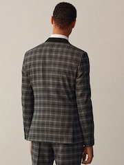 Grey Slim Fit Trimmed Check Suit Jacket - Image 3 of 12