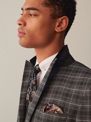 Grey Slim Fit Trimmed Check Suit Jacket - Image 4 of 12