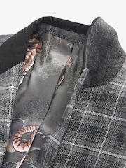 Grey Slim Fit Trimmed Check Suit Jacket - Image 9 of 12