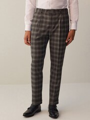 Grey Slim Fit Trimmed Check Suit: Trousers - Image 1 of 10