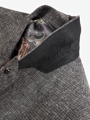 Charcoal Grey Double Breasted Textured Suit Jacket - Image 10 of 13