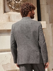 Charcoal Grey Double Breasted Textured Suit Jacket - Image 2 of 13