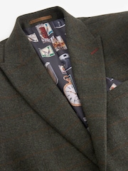 Green Regular Fit Trimmed Check Suit Jacket - Image 13 of 15