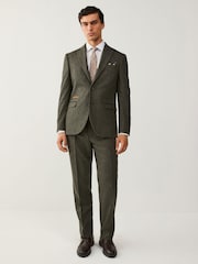 Green Regular Fit Trimmed Check Suit Jacket - Image 2 of 15