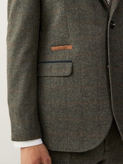 Green Regular Fit Trimmed Check Suit Jacket - Image 6 of 15