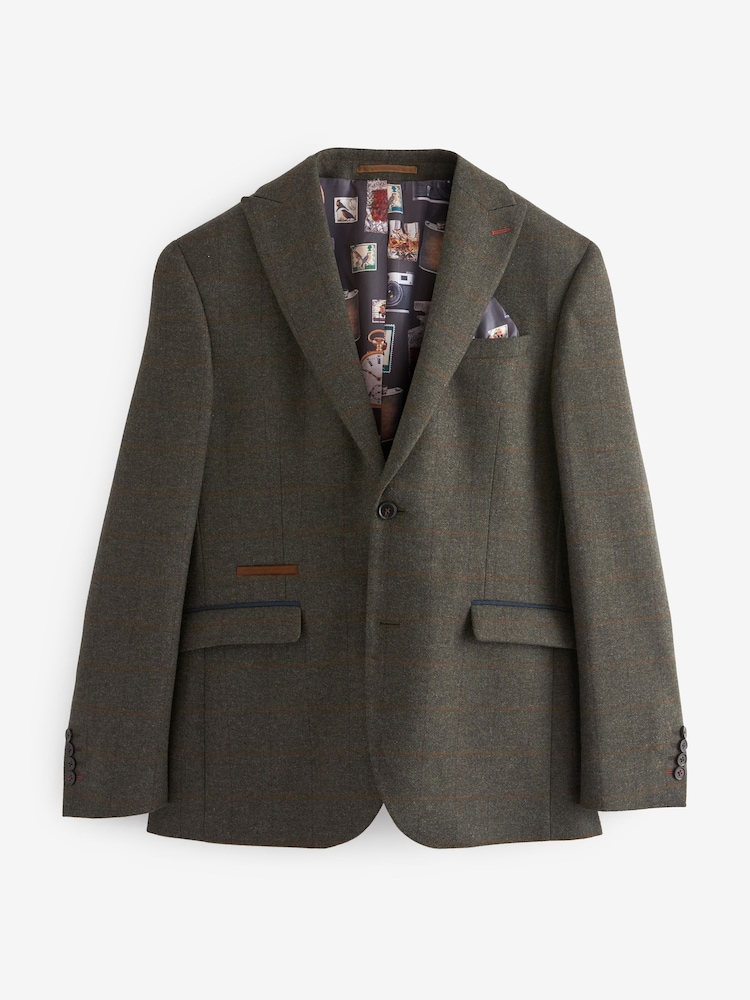 Vert - Standard - Veste de costume à carreaux Coupe classique - Image 7 of 11