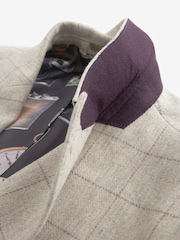 Light Grey Regular Fit Trimmed Check Suit Jacket - Image 10 of 13