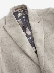 Light Grey Regular Fit Trimmed Check Suit Jacket - Image 11 of 13