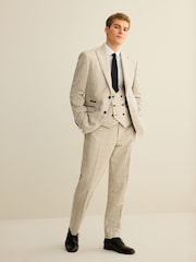 Light Grey Regular Fit Trimmed Check Suit Jacket - Image 2 of 13