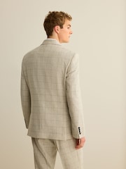 Light Grey Regular Fit Trimmed Check Suit Jacket - Image 3 of 13