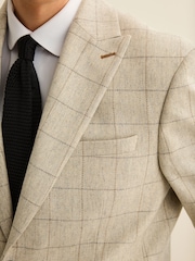 Light Grey Regular Fit Trimmed Check Suit Jacket - Image 4 of 13