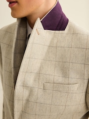 Light Grey Regular Fit Trimmed Check Suit Jacket - Image 5 of 13
