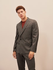 Brown EDIT Geometric Slim Fit Suit: Jacket - Image 1 of 23