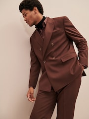 Brown EDIT Geometric Slim Fit Suit: Jacket - Image 11 of 23