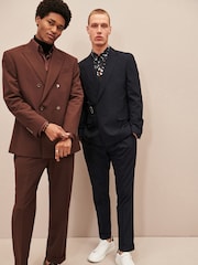 Brown EDIT Geometric Slim Fit Suit: Jacket - Image 12 of 23