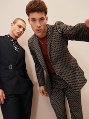 Brown EDIT Geometric Slim Fit Suit: Jacket - Image 13 of 23