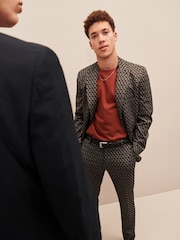 Brown EDIT Geometric Slim Fit Suit: Jacket - Image 16 of 23
