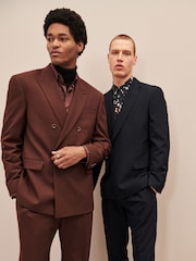 Brown EDIT Geometric Slim Fit Suit: Jacket - Image 19 of 23