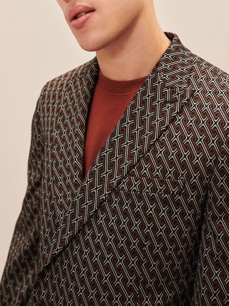 Brown EDIT Geometric Slim Fit Suit: Jacket - Image 2 of 23