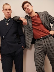 Brown EDIT Geometric Slim Fit Suit: Jacket - Image 21 of 23