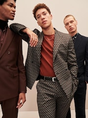 Brown EDIT Geometric Slim Fit Suit: Jacket - Image 22 of 23