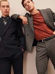 Brown EDIT Geometric Slim Fit Suit: Jacket - Image 23 of 23