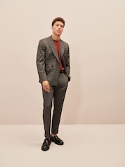 Brown EDIT Geometric Slim Fit Suit: Jacket - Image 4 of 23