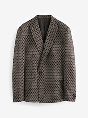 Brown EDIT Geometric Slim Fit Suit: Jacket - Image 6 of 23