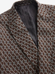 Brown EDIT Geometric Slim Fit Suit: Jacket - Image 7 of 23