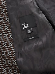 Brown EDIT Geometric Slim Fit Suit: Jacket - Image 9 of 23