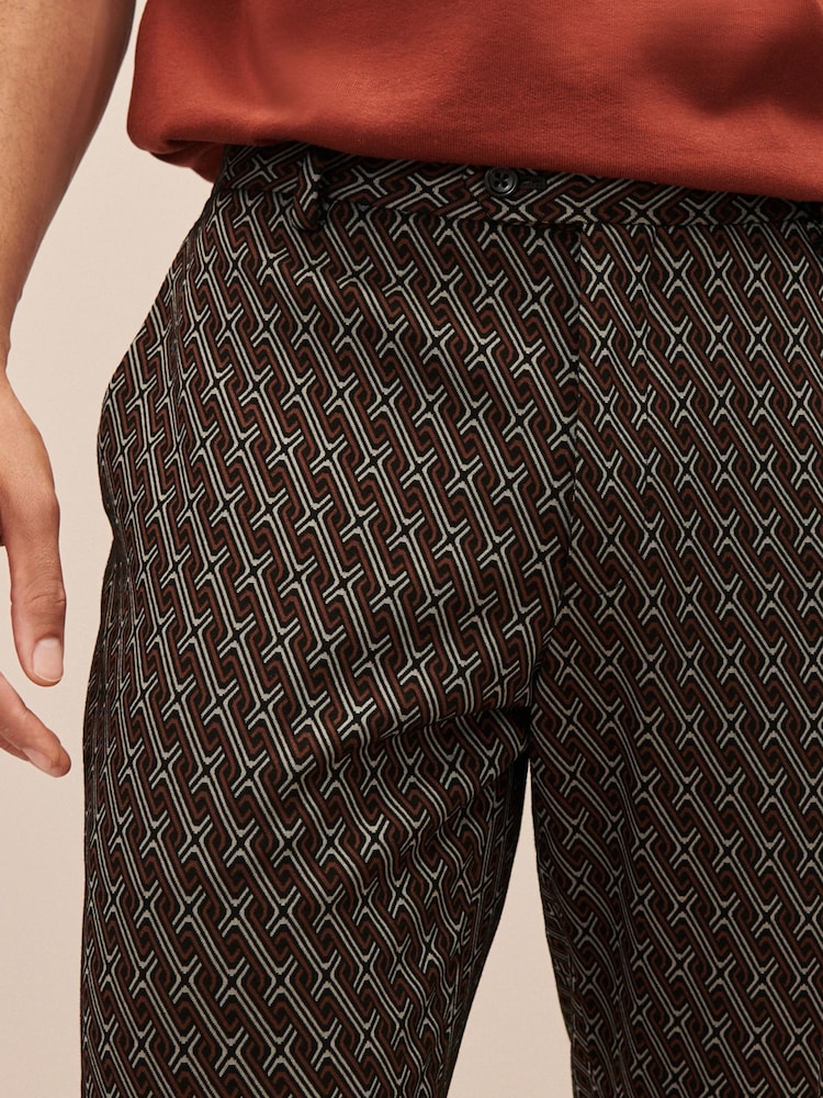 Brown EDIT Geometric Slim Fit Suit: Trousers - Image 2 of 8