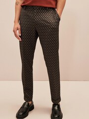 Brown EDIT Geometric Slim Fit Suit: Trousers - Image 3 of 8
