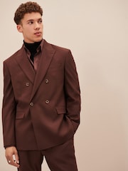 Burgundy Red EDIT Relaxed Fit Double Breasted Suit Jacket - Image 1 of 11