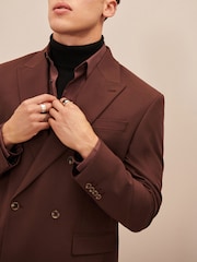Burgundy Red EDIT Relaxed Fit Double Breasted Suit Jacket - Image 4 of 11