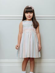 Trotters London Pastel Rainbow Stripe Sofia Dress - Image 1 of 4