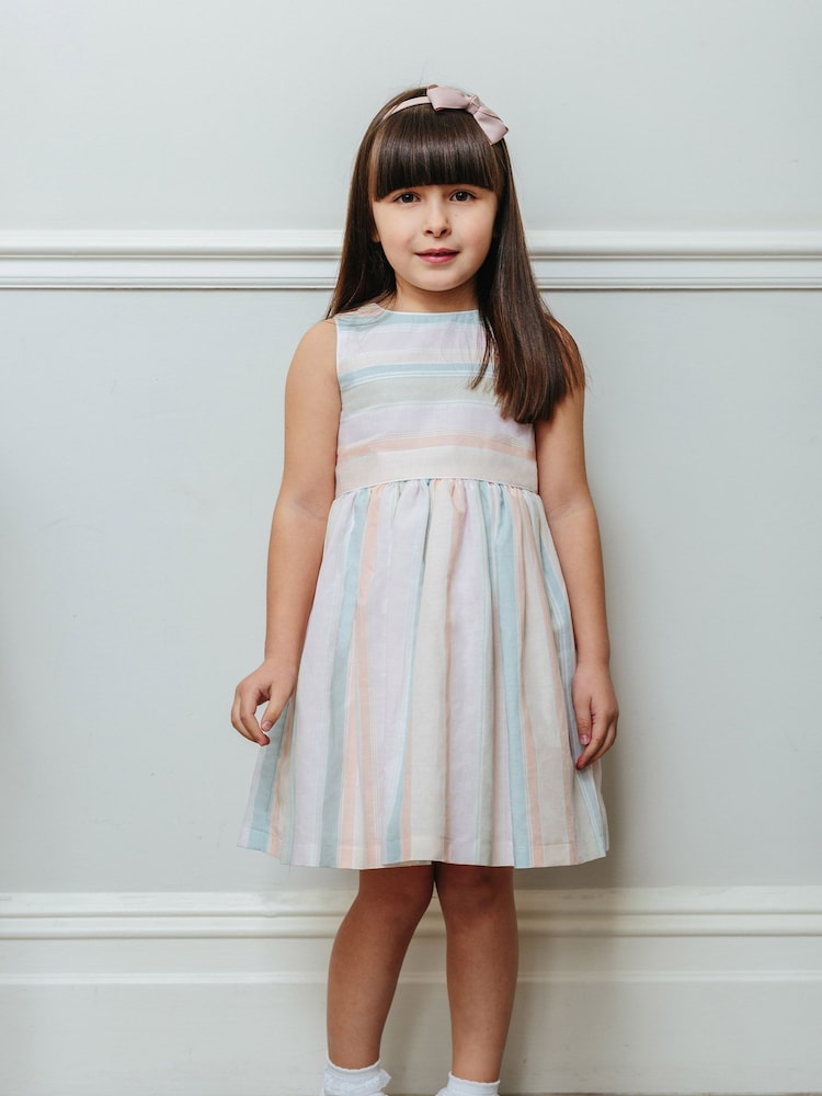 Trotters London Pastel Rainbow Stripe Sofia Dress - Image 1 of 4