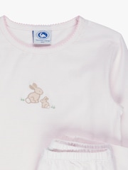 Trotters London Pink Stripy Bunny Embroidered Pyjamas - Image 3 of 3