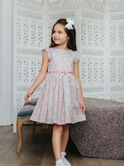 Trotters London Pink Liberty Michelle Frill Sleeve Cotton Dress - Image 1 of 5