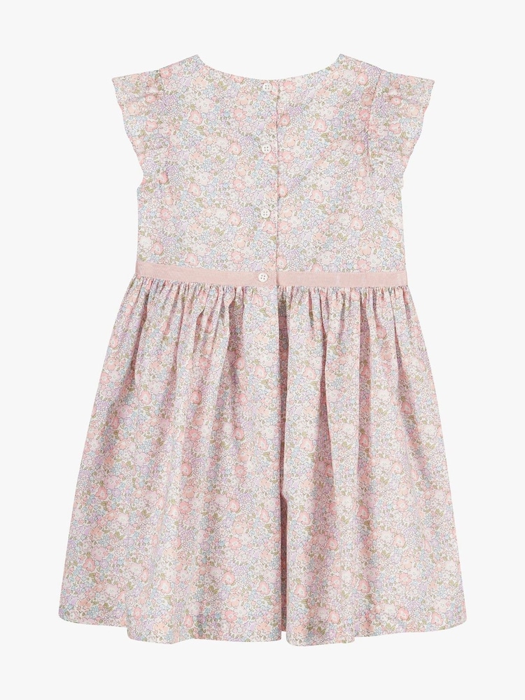 Trotters London Pink Liberty Michelle Frill Sleeve Cotton Dress - Image 4 of 5