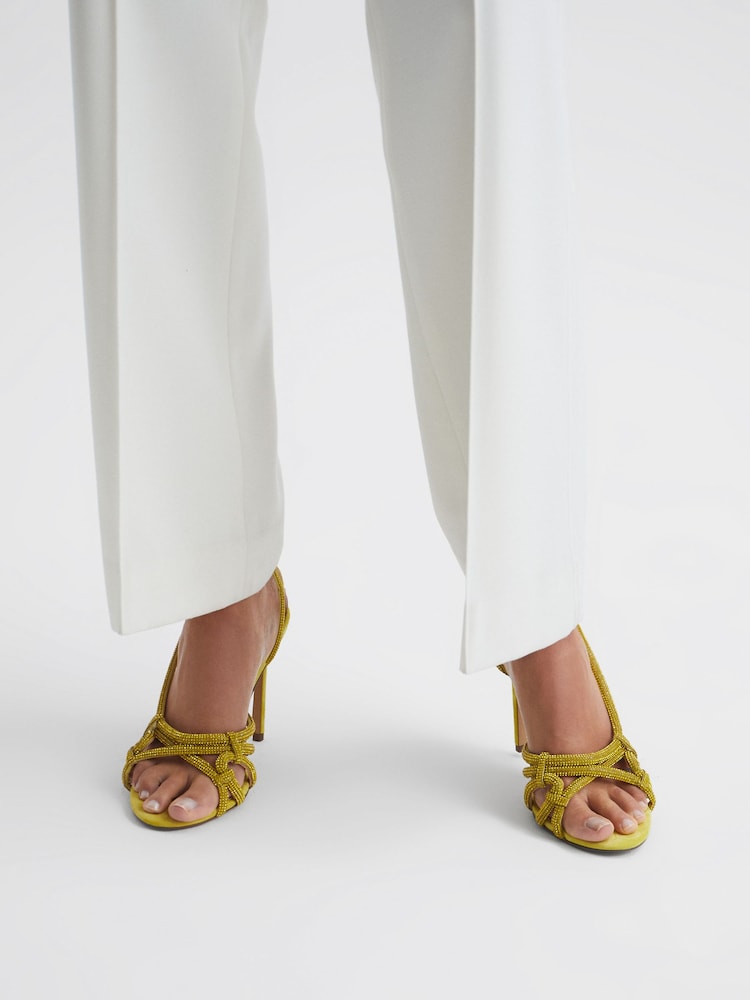 Reiss Yellow Eryn Embellished Heeled Sandals - Image 2 of 6