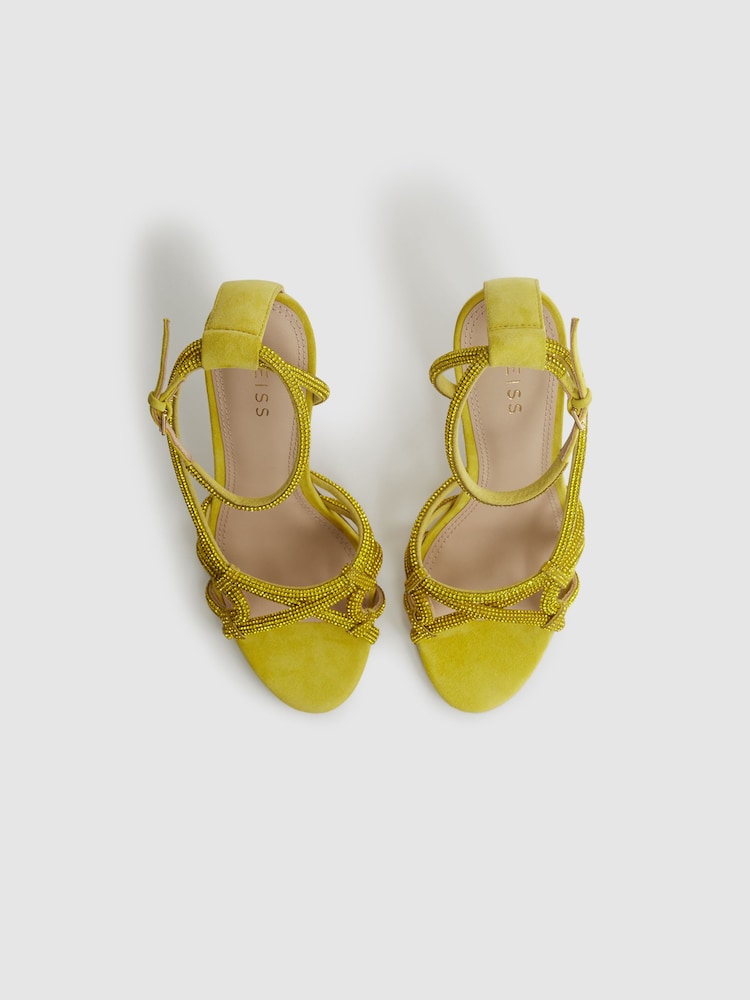 Reiss Yellow Eryn Embellished Heeled Sandals - Image 4 of 6