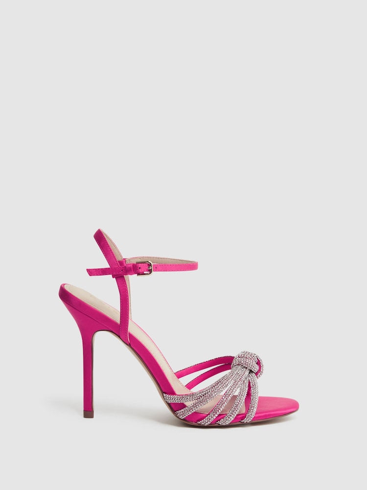 Reiss Pink Estel Embellished Heeled Sandals - Image 1 of 6