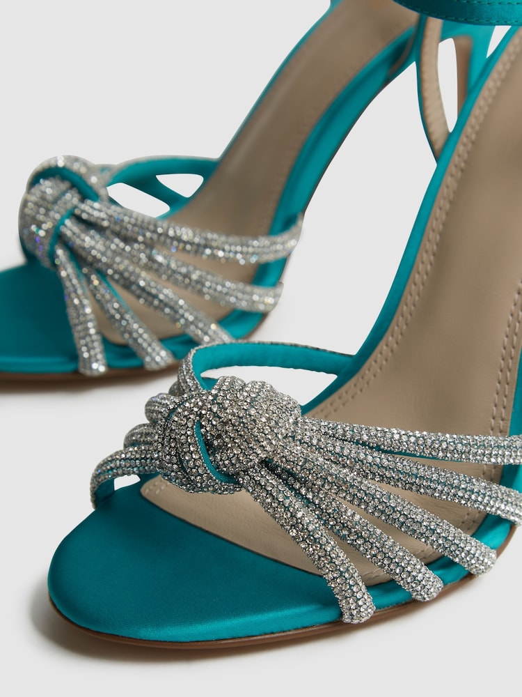 Reiss Blue Estel Embellished Heeled Sandals - Image 5 of 5