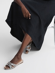 Reiss Silver Eryn Embellished Flat Sandals - Image 2 of 5