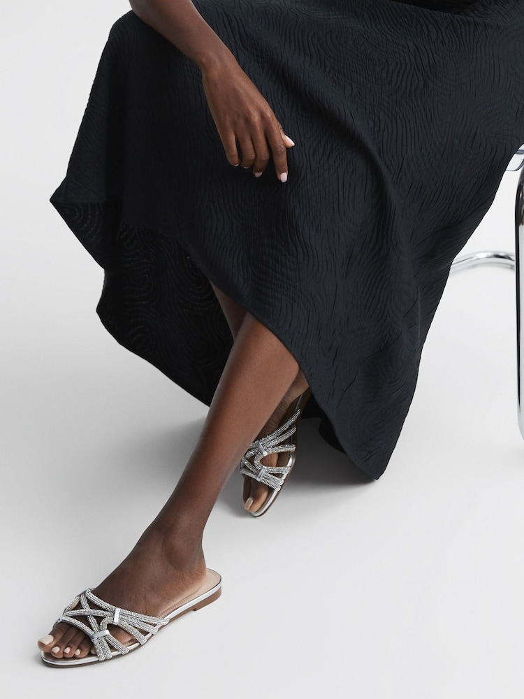 Reiss Silver Eryn Embellished Flat Sandals - Image 2 of 5