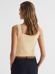 Reiss Lemon Tamara Square Neck Ribbed Vest - Image 5 of 7