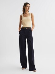 Reiss Lemon Tamara Square Neck Ribbed Vest - Image 6 of 7
